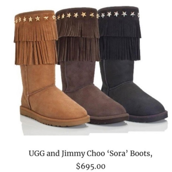 UGG Shoes - UGG X Jimmy Choo Classic Tall $695 ‘Sora’ Tassel & Star Studded Boots Size 8